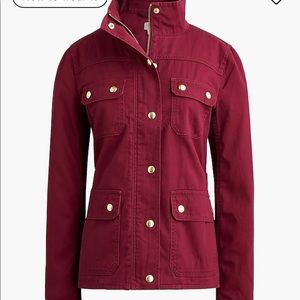 NWT J Crew Resin Coated Field Jacket 2X Maroon